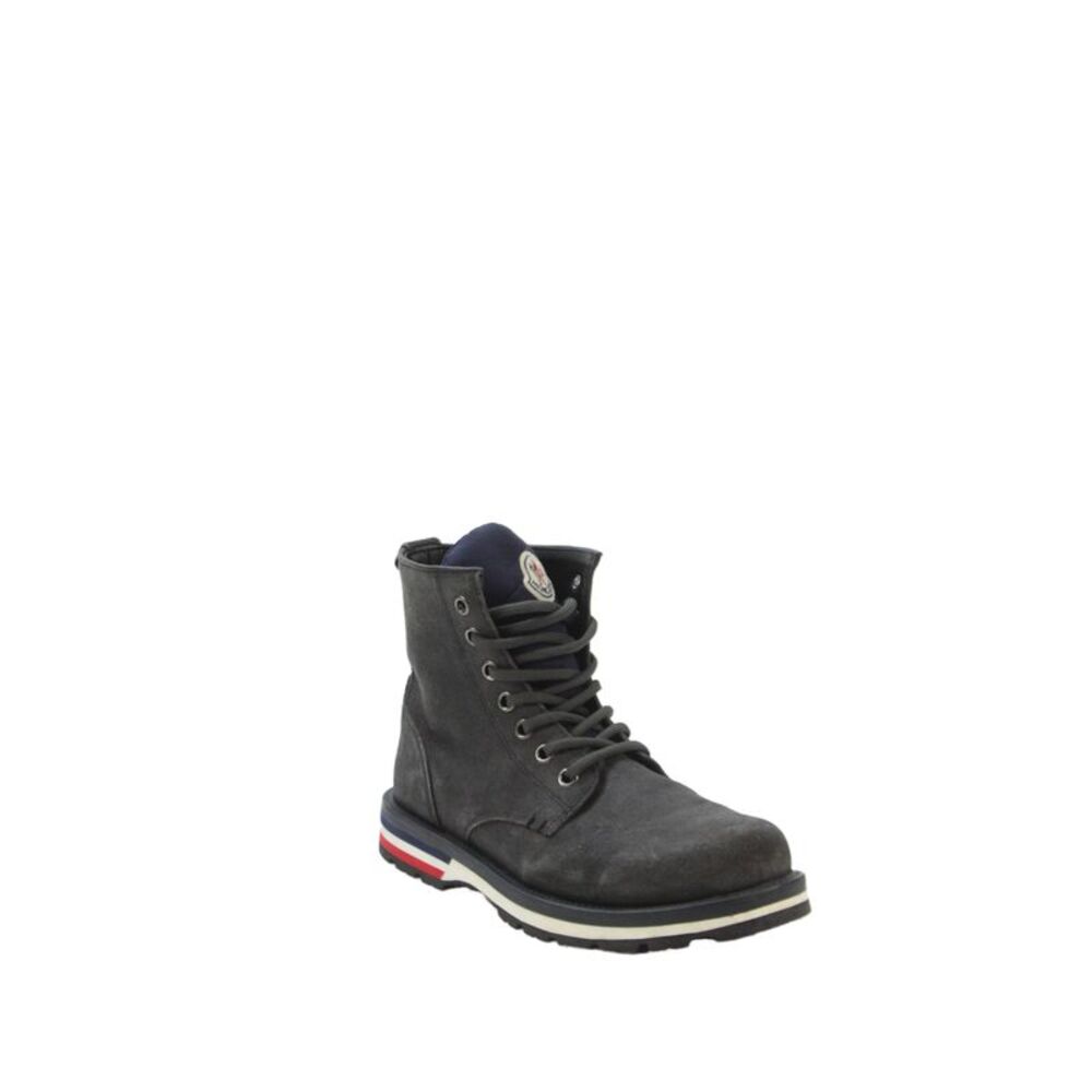 Moncler Mens Lace Up Round Toe Suede Ankle Boots Gray Size 43